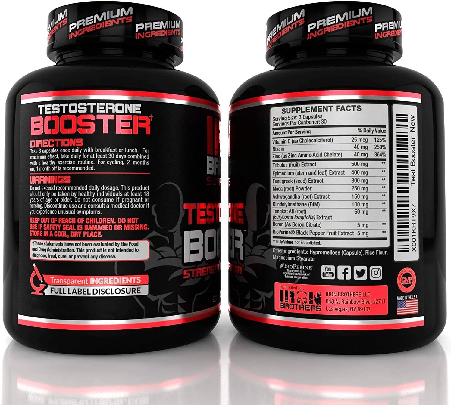 Testosterone Booster for Men - Estrogen Blocker - Supplement Natural Energy, Strength & Stamina - Lean Muscle Growth - Promotes Fat Loss - Increase Male Performance (1 Bottle ) 90 Capsules/Pills: Health & Personal Care