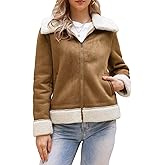 Allegra K Winter Faux Suede Jacket Coat for Women 2025 Faux Fur Shearing Lined Warm Thick Fleece Fuzzy Outerwear