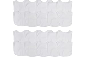 Neat Solutions 2-Ply Knit Terry Solid Color Feeder Bibs in White - 20 Pack