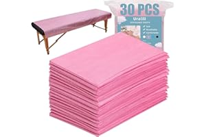 URALILI 30PCS Massage Table Sheets Disposable Non Woven SPA Bed Cover Breathable Polypropylene Fabric 31" x 70" Thin, Not Waterproof （Pink）