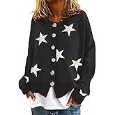 Women's Trendy Daisy Florar Ribbed Knit Cardigan Button Down Loose Cute Pattern Crop Jacquard Sweater Coat