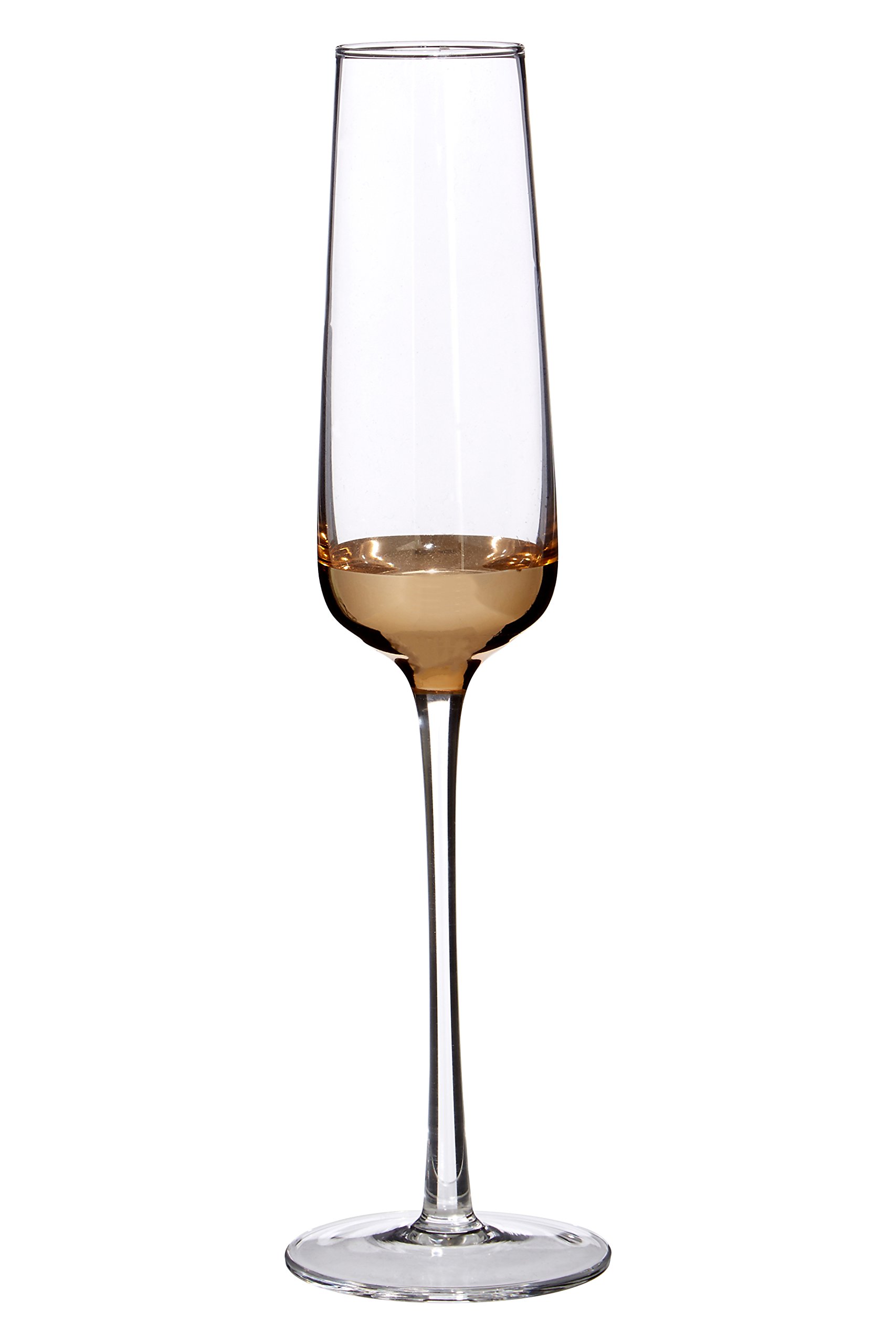 Premier Housewares Horizon Champagne Glasses, Gold, 7 x 7 x 26 cm, Set of 4