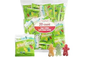 SWEETSIDE CANDY CO. Organic Sour Littles Chewy Candy, 20 Bags of Sour Candy Bulk 0.5oz Each, Perfect for Movie Nights and Everyday Enjoyment, Healthy Candy for Kids and Adults Who Love Tangy Treats