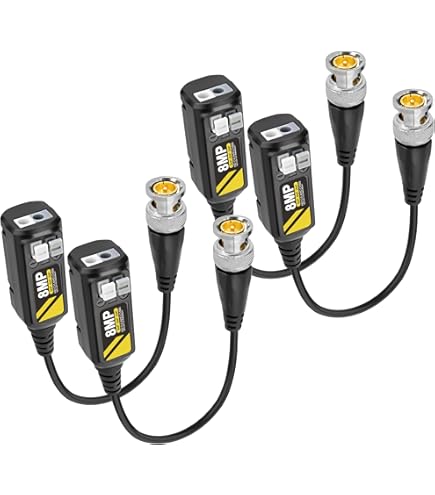 Douzime 5 Pairs 4K CCTV Video Balun Connectors Passive AHD/TVI/CVI/CVBS Signal Transceivers Compatible With 8MP/5MP/4MP/3MP/720P/960P/1080P Single Channel For BNC Male Cable Security Camera System
