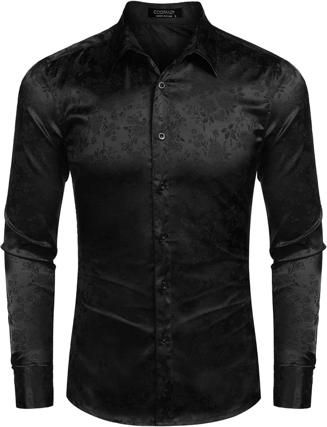 COOFANDY Mens Floral Rose Printed Long Sleeve Dress Shirts Prom Wedding Party Button Down Shirts at  Men’s Clothing store