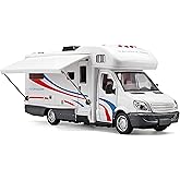 Diecast RV Toy for Kids, Toy Camper Camper Toys for Boys and Girls Age 4-8 | pop up truck camper with Light and Sound, Pull Back Camper Van with Opening Door and Awning Birthday Gift