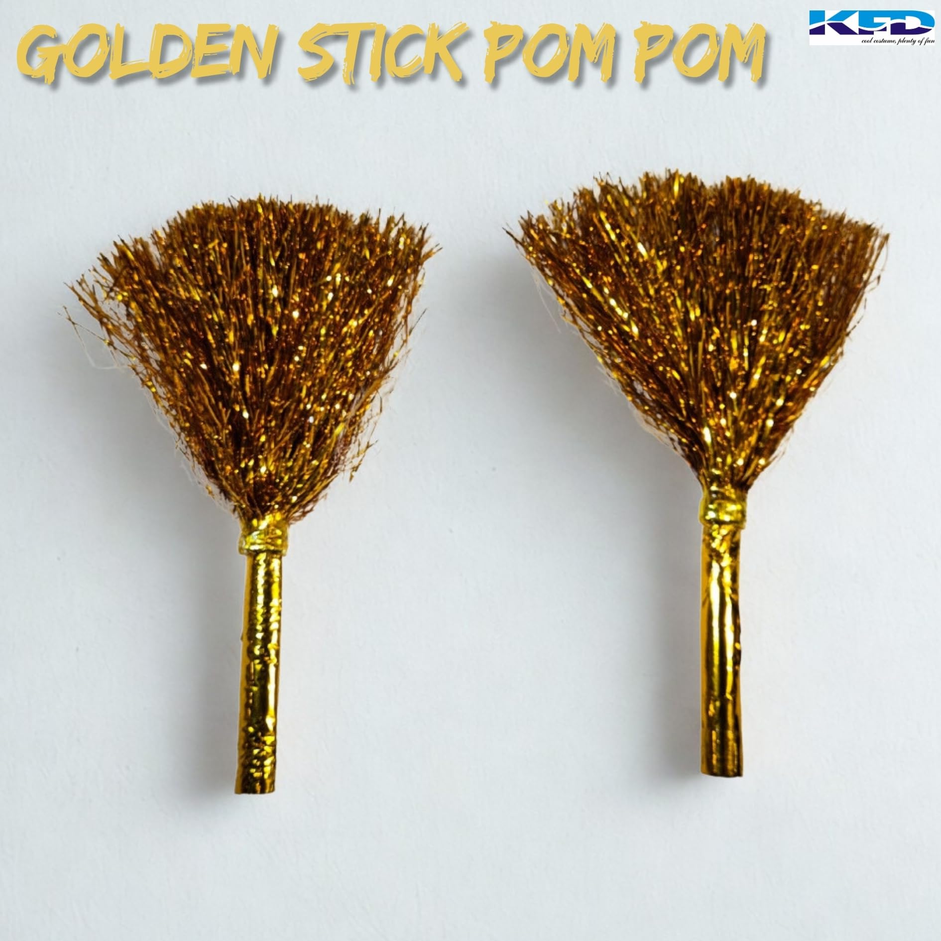 Kaku Fancy Dresses Plastic Cheerleading Pompom With Handle For Team Spirit Sports Dance, Cheerleader Cheering Squad Pompoms For Boy & Girl - Golden 2