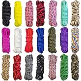 21 Colors Paracord (10FT Each Color), 550lb Parachute Cord Combo Kit for Crafting Bracelets, Lanyards, Dog Collars (21 Colors MixedA, 10FT)