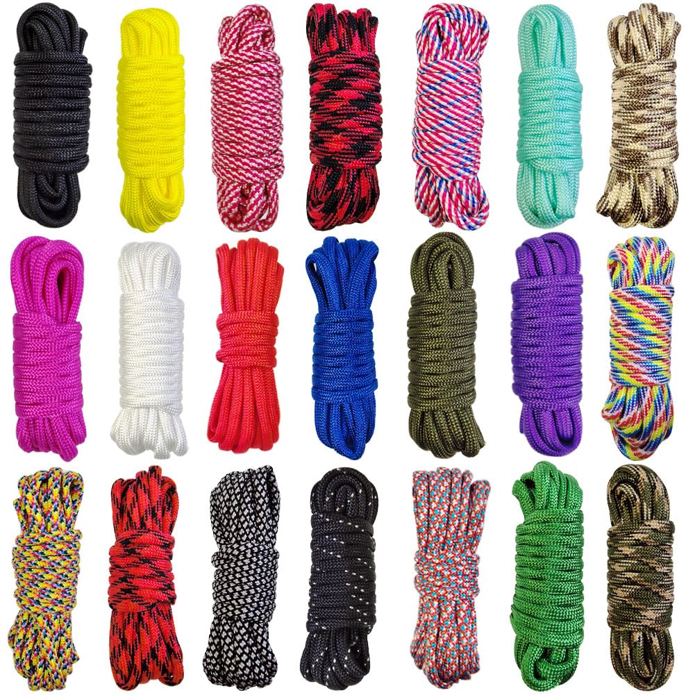 Photo 1 of 21 Colors Paracord (10FT Each Color), 550lb Parachute Cord Combo Kit for Crafting Bracelets, Lanyards, Dog Collars (21 Colors MixedA, 10FT)