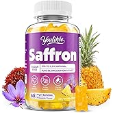 Saffron Gummies 88.5mg - Saffron Supplements with Magnesium, Rhodiola Rosea, Ashwagandha, L-Theanine, St. John's Wort, Vitamins D3 & B6, Zinc - Supports Zzz, Focus, Pineapple Flavor, 60 Count