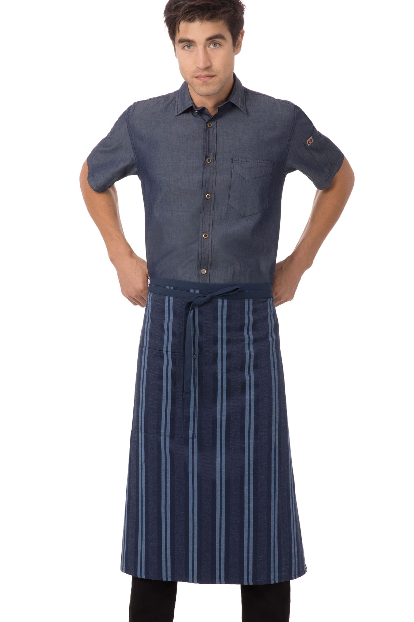 Chef Works Unisex Presidio Bistro Apron, Navy Blue, One size