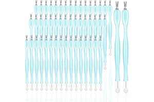 50Pcs Nail Cuticle Trimmer Rubber Nail Cleaner,heemeei Plastic Handle Cuticle Knife, Double End Nail Dead Skin Fork Cuticle Pusher Bulk Nail Art Cuticle Remover Tools for Girls Women and Men-Blue…