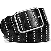 taffeta alley Chunky Dress Belt Women,Thick Wide Studded Belts for Women With Silver Buckle,Width5.5cm