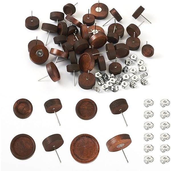 SUNNYCLUE 1 Boîte De 80 Tiges De Boucles D'oreilles à Tige En Bois De Noyer