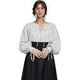 miccostumes Women's Medieval Shirt Renaissance Long Sleeve Retro Square Neck Style Top