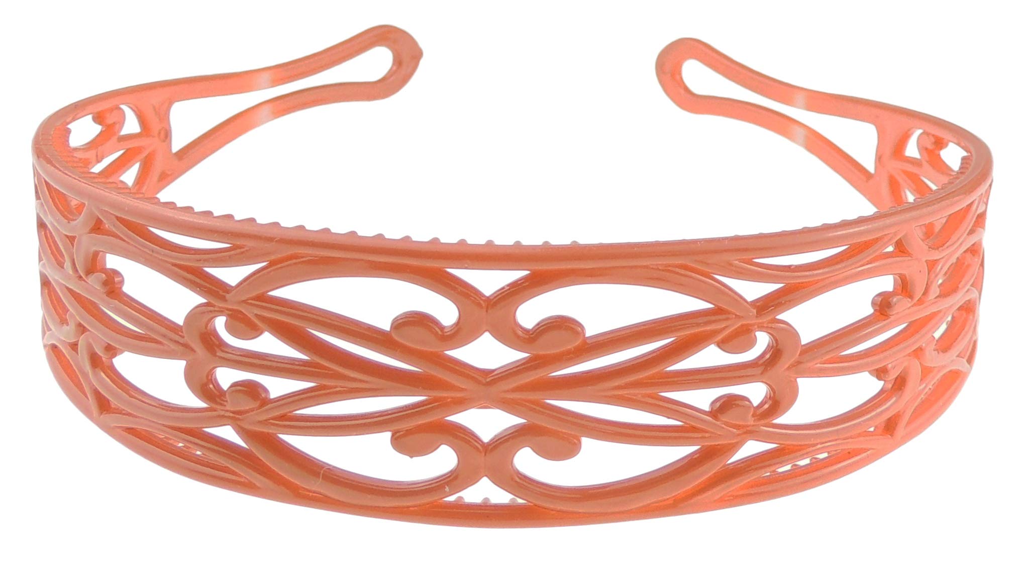 GIRLS SMALL HEAD LADIES School Uniform Work Gym Yoga Birthday Party Hair Accessories Plain Plastic Wide Scroll Floral Swirls Stencil Short Long Hair Headband Alice Band Hairband (Burnt Orange)