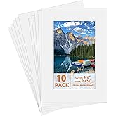 10 Pack Picture Frame Mats,4 x 6 Matted to 3 x 4.5 Photo Mats,Acid Free Bevel Cut 4-ply Thickness Picture Matting,Pre-Cut Mat Board Show Kit for Pictures Photos Prints Watercolor Artwork (White)