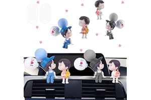 KIHUTOR Car Dashboard Decoration, 4 Packs Lovely Couple Doll with Balloon Car Ornaments Interior Decor Accessories for Adults, Kids, Women, Men