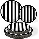 HSPAIDYP 50pc Black & White Party Supplies - 9" Striped Plates, 7" Dessert Plates for Black & White Themed Decor