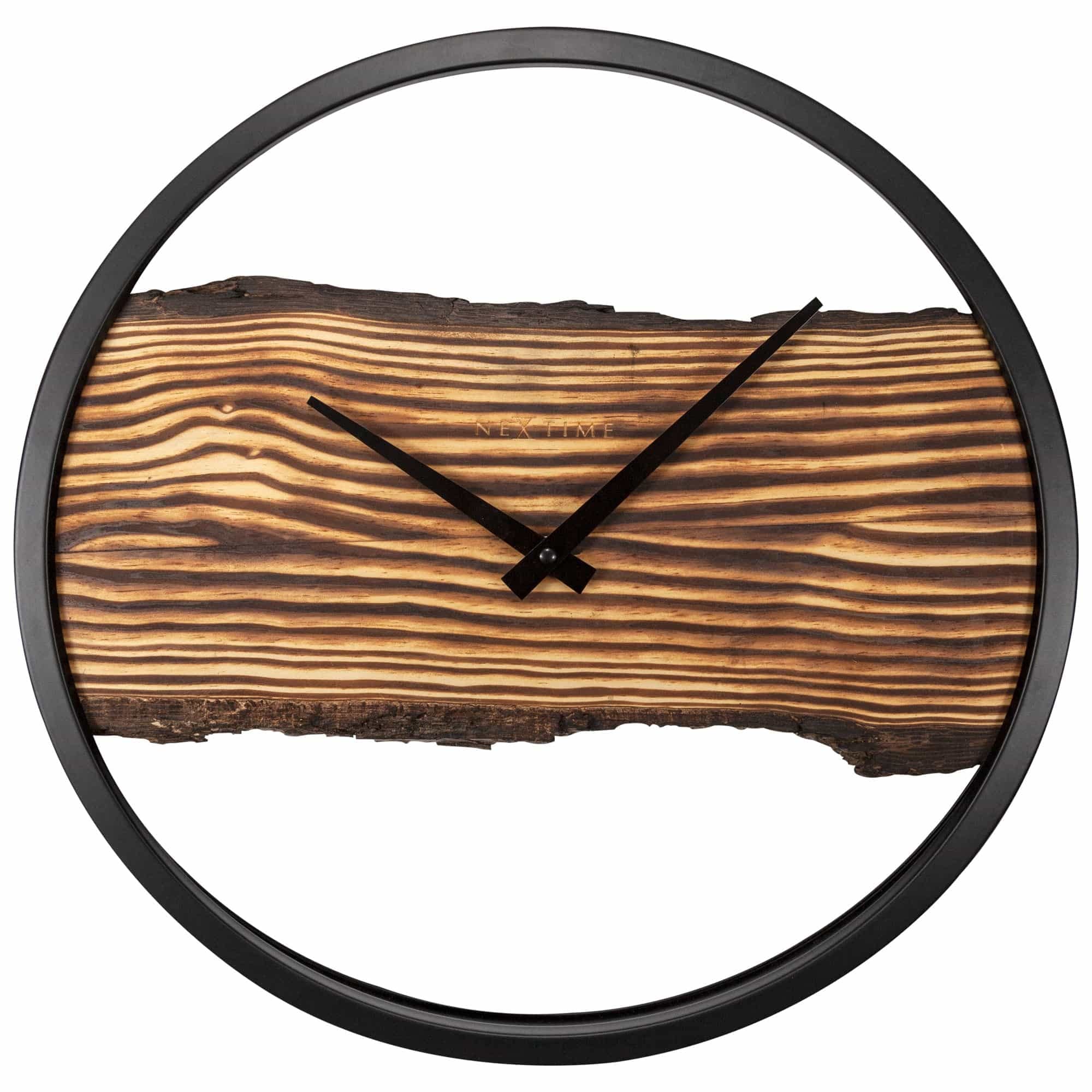 NexTime - Wall clock – Ø 30cm - Wood and Alu - Brown - 'Forest'
