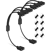 upHere 1-to-3 ARGB Splitter Cable, ARGB Cable, 5V 3 Pin Addressable RGB Extension Cable ARGB LED Sync Cable for Computer Chas