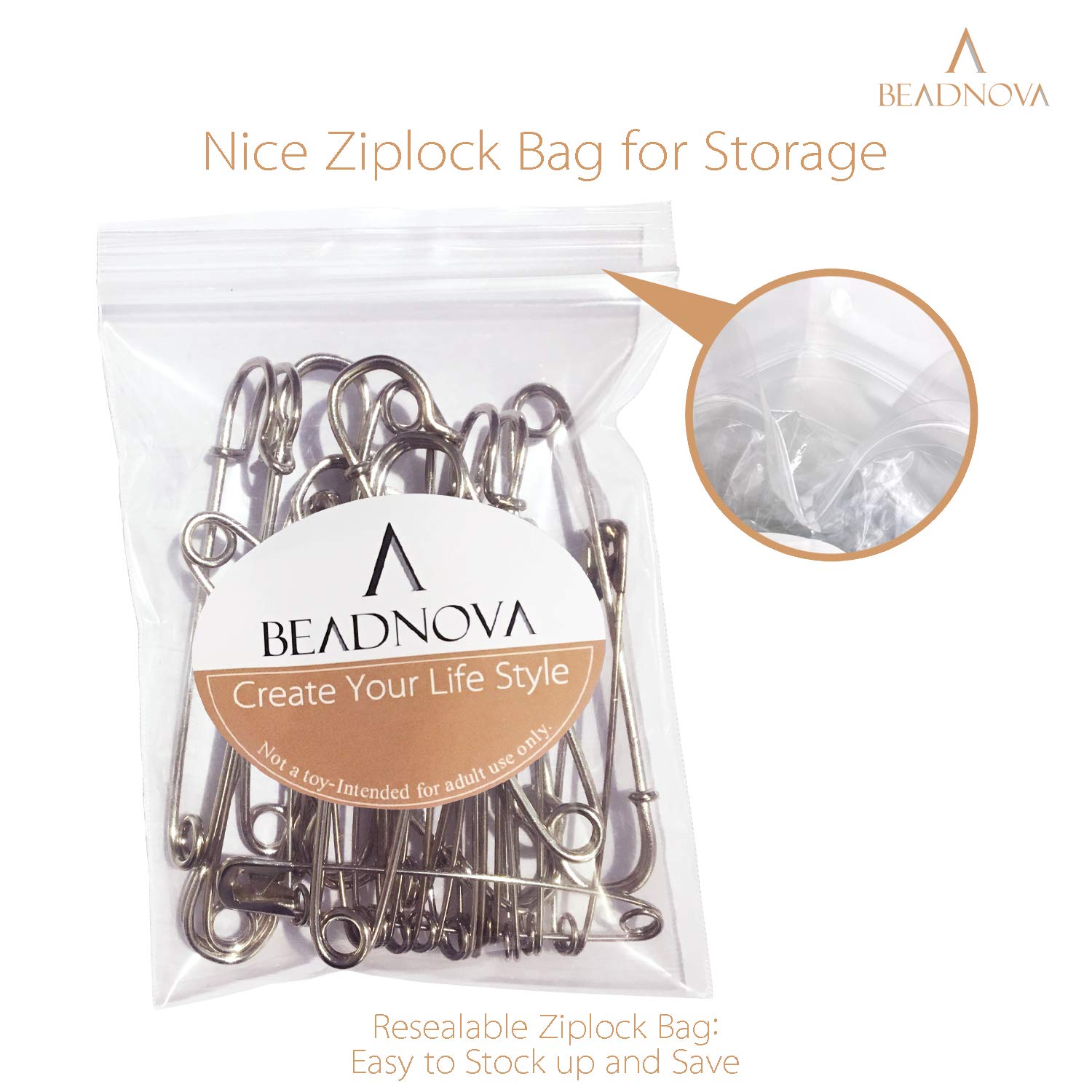 BEADNOVA 4 Inch Large Safety Pins for Clothes Big Heavy Giant Safety Pin for Fashion, Sewing, Quilting, Blankets, Upholstery, Laundry and Craft (10cm, 20pcs)