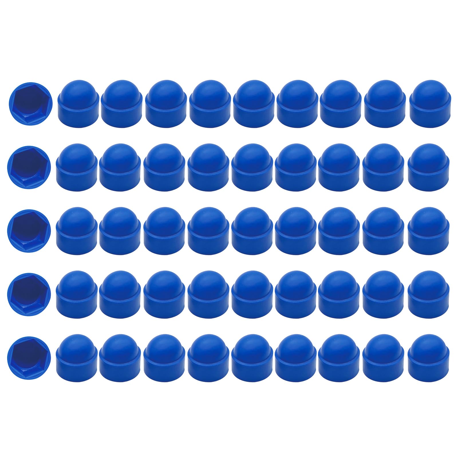 Leliafleury Hex Nut Cover, 50 Pcs 10 mm Plastic Dome Bolt Nut Protection Caps Cover for Bolts, Hex Hexagon Screws, No Thread, (Blue M6*10 * 14)
