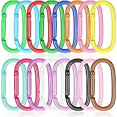 16 Pcs Oval Shape Carabiner Keychain Clips Cut Carabiners Clip Heavy Duty Snap Bag Hook Multicolor Aluminum Carabiner for Climbing Outdoor Camping Fish Hiking Pet Home Hammock Dog Tags Backpack
