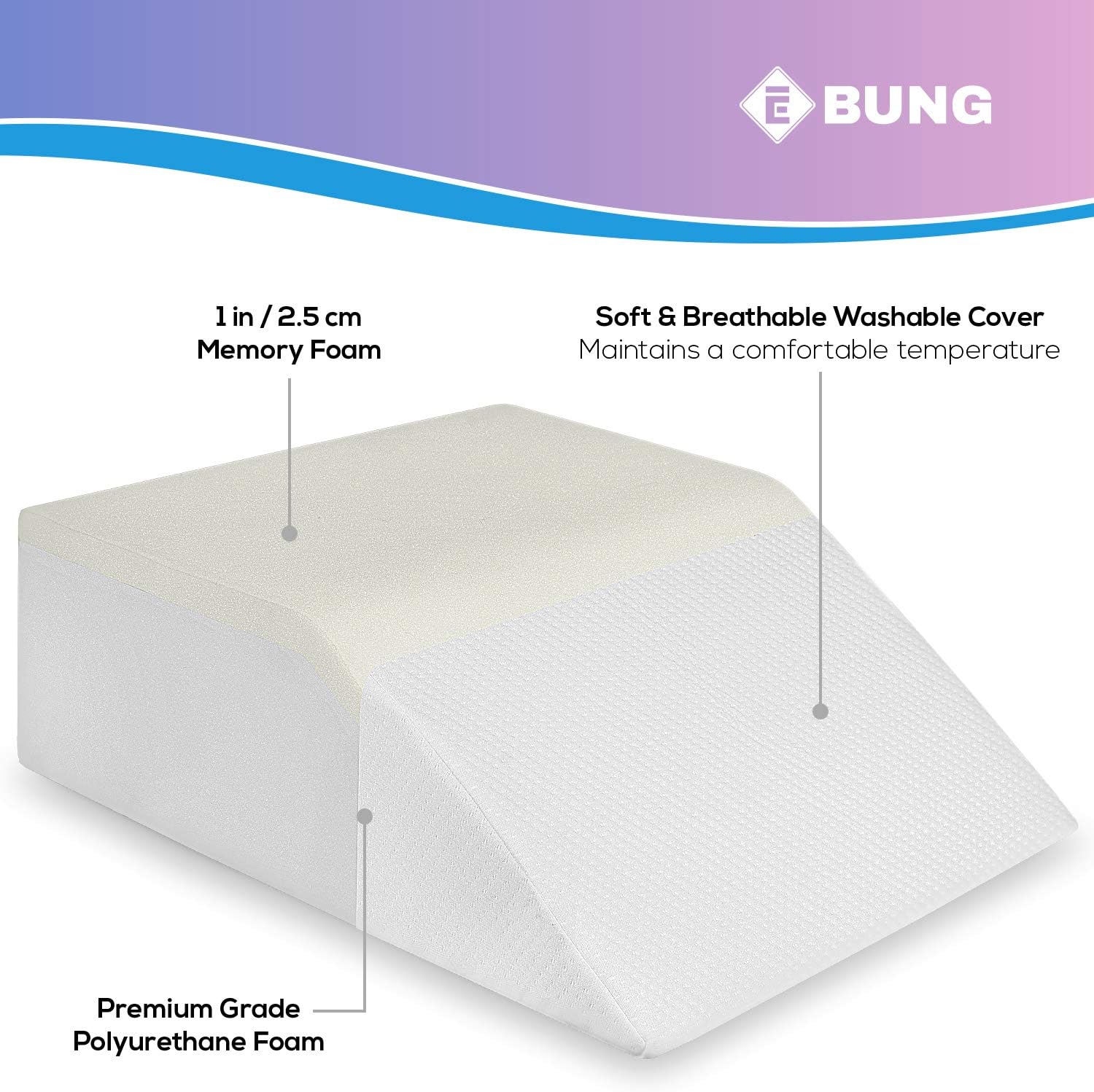 Leg Elevation Pillow - with Memory Foam Top, High-Density Leg Rest Elevating Foam Wedge- Relieves Leg Pain, Hip and Knee Pain, Improves Blood Circulation, Reduces Swelling - Breathable, Washable Cover: Home & Kitchen