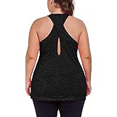 ForHailey Women's Plus Size Athletic Tank Tops Cross Backless Racerback Workout Yoga Running Sleevelss Shirts