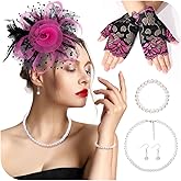 Vegolita Fascinator Hat for Women Cocktail Flower Mesh Feathers Hats for Carnival Halloween Tea Party Headwear Hats