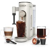 Ninja Pod and Grounds Coffee Maker, Amazon Exclusive Bone &amp; Champagne | Brews, Compact Design, Built-in Milk Frother, 56 Ounces Reservoir, 6 Ounces Cup to 24 Ounces Mug Sizes, PB051WH1