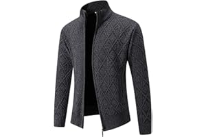 Men's Full Zip Up Sweater Jacket Winter Fashion Warm Slim Fit Business Casual Work Office Coat Thermal Knitwear Outwear
