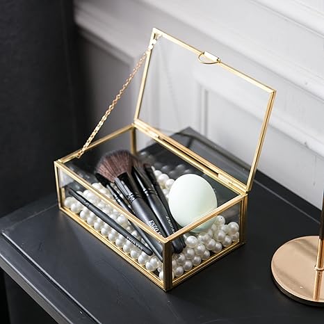 Amazon Takidy ジュエリーボックス 指輪ケース ジュエリー収納 宝石箱 収納ボックス 四辺形 ガラス制 結婚式 好意 パーティー 装飾 真珠は含まれていません ジュエリー収納 オンライン通販