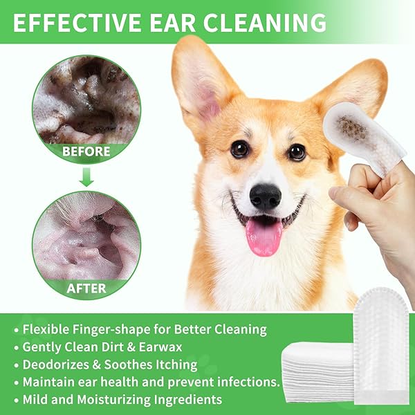 GJYC PET EAR WIPES FOR DOGS AND CATS, RELIEVE EAR ITCHING AND INFLAMMATION WITH ALOE, REMOVE EAR WAX AND DEBRIS, SOOTHING AND DEODORIZING, NATURAL INGREDIENTS, CONVENIENT AND PORTABLE