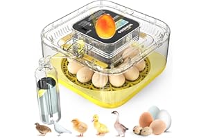 HOWOOIUA 12 Egg Incubator with Automatic Turning, Temperature and Humidity Control, LED Egg Candler, and Auto Water Addition, for Hatching Chicken, Goose, Duck, Quail, Pigeon, and Turkey Eggs
