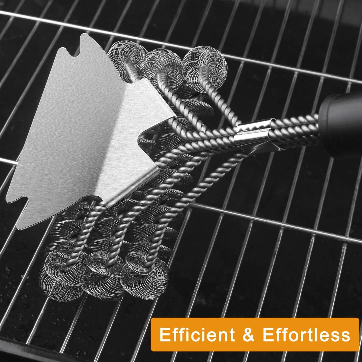 grilljoy 4PC Heavy Duty Safe BBQ Cleaner - Bristle Free& Wire Bristle Grill Brush Head with Scraper in Carrying Bag - Exclusive Barbecue Grill Brushes Set for All Grates - Universal Grill Tools Set: Home & Kitchen