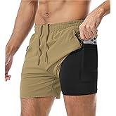 Aolesy Men's Gym Shorts Linerless & Liner - 5" Quick Dry Workout Running Shorts with Zip Pockets Sports Athletic Shorts