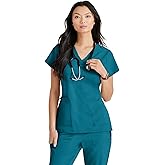 BARCO Unify Purpose Scrub Top for Women – 4-Pocket V-Neck Shirt with 360 Spandex Stretch & Moisture Wicking Fabric