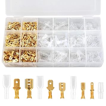 Flachsteckhülsen Set, Preciva 300 stück männlich & weiblich Kabelstecker Set isolierte Verbinder mit Schutzhülle (2,8 mm 4,8 