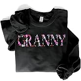 Regamor Embroidery Granny Sweatshirts For Women Gift Sweatshirt From Grandkids Granny Flower Grandma Gift Mothers Christmas