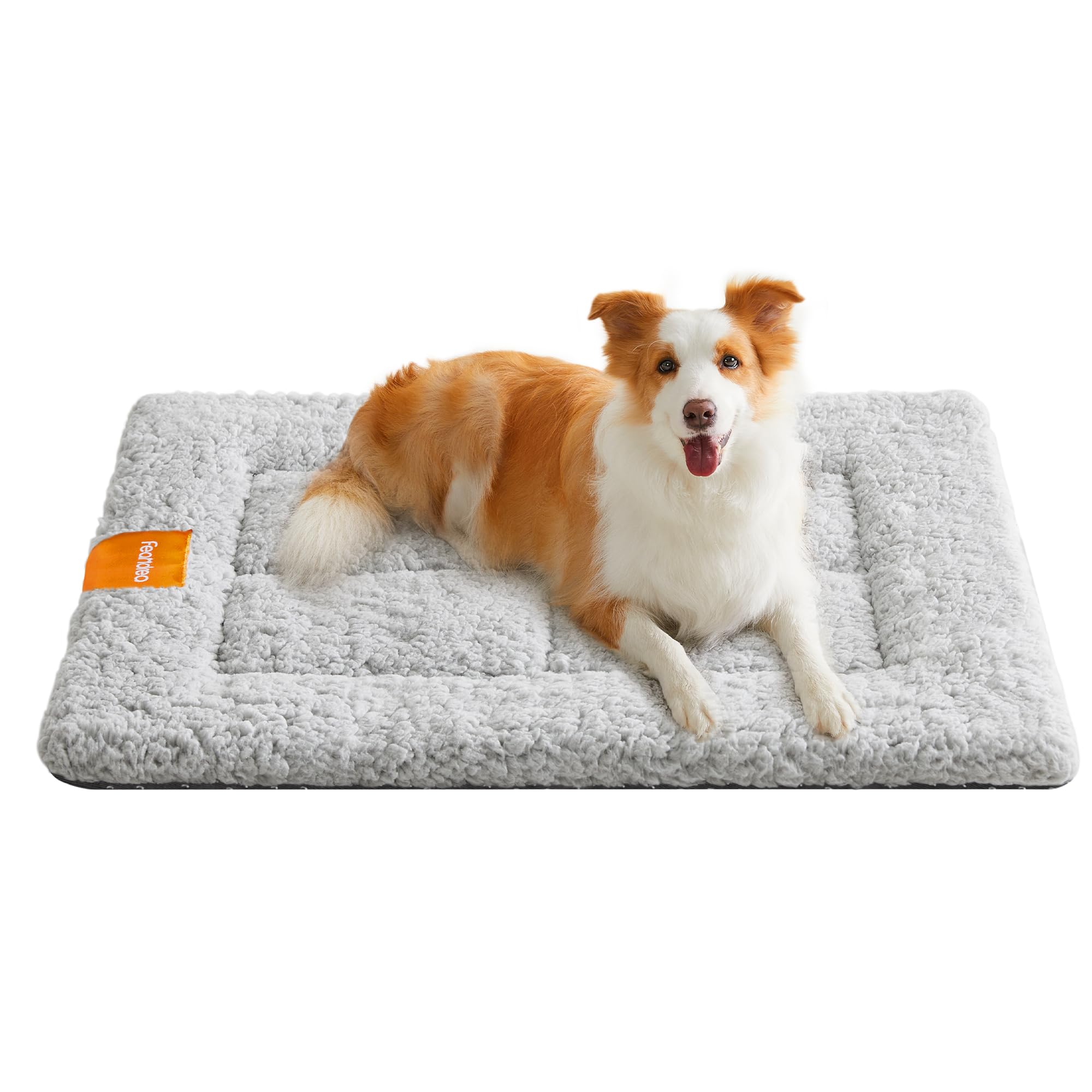 Feandrea Warm Dog Cat Bed, Dog Mattress for Crate, Pet Blanket for Dogs and Cats, 90 x 65 cm, L, Machine Washable Dryer Friendly, Non Slip, Dove Grey PPB002G01
