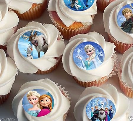 Cupcake-Dekoration „Die Eiskönigin“ aus Reispapier, Ø 3,8 cm, 30 Stück