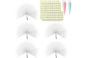 SIUSIO 250 Pcs Stiletto Nail Swatch Sticks with Metal Split Ring and Numbered Tips - Clear Fan-shaped Color Display for Nail Art Polish Practice
