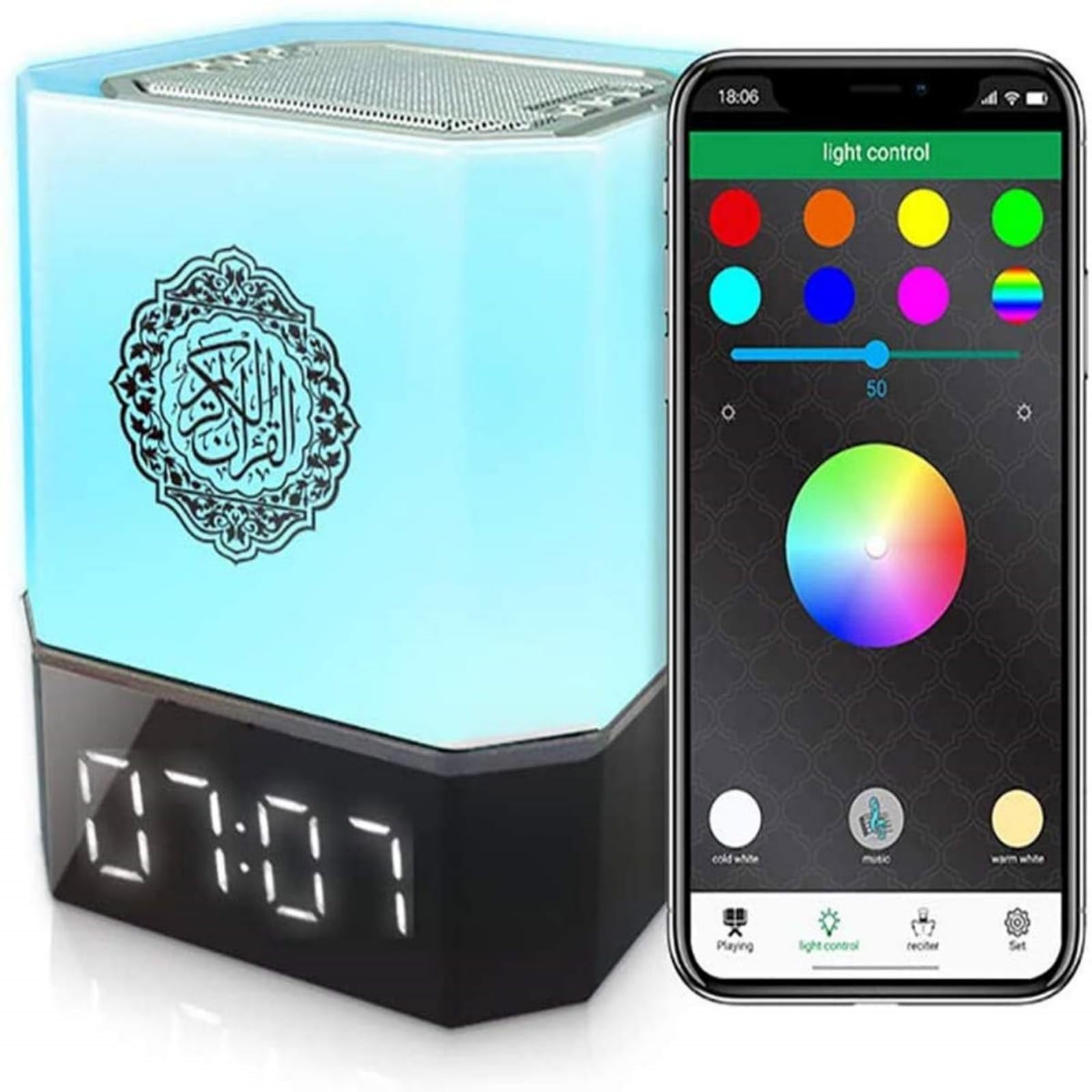 Swthlge Quran Speaker - Control via Touch APP Remote - Kids Night Light Bluetooth Speaker, Clear Quran Recitations & Translations