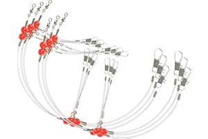 RAINFLOW 6 Pcs 2-Arm Fishing Leaders with Swivels - Stainless Steel & Nylon Wire Leaders for Saltwater & Freshwater Fishing