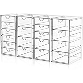 YFXCVSL Acrylic Makeup Organizer with 19 Drawers, 4 Pack Clear Storage Drawers, Bathroom Makeup Organizer for Palettes, Cosmetic, and Beauty Supplies,Ideal for Vanity, Cabinet,Desk Organization