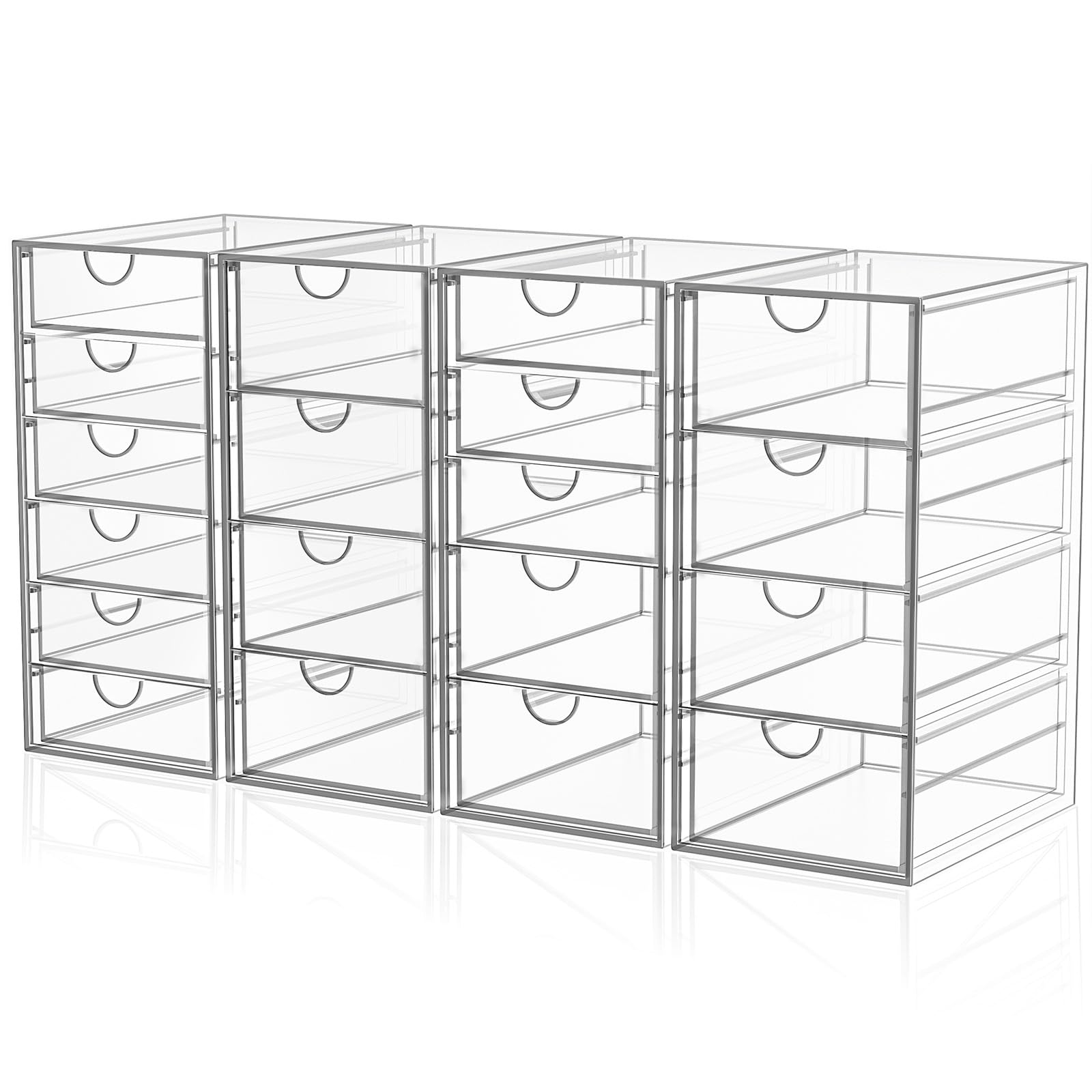 Photo 1 of ** USED ** YFXCVSL Acrylic Makeup Organizer with 19 Drawers, 4 Pack Clear Storage Drawers, Bathroom Makeup Organizer for Palettes, Cosmetic, and Beauty Supplies,Ideal for Vanity, Cabinet,Desk Organization