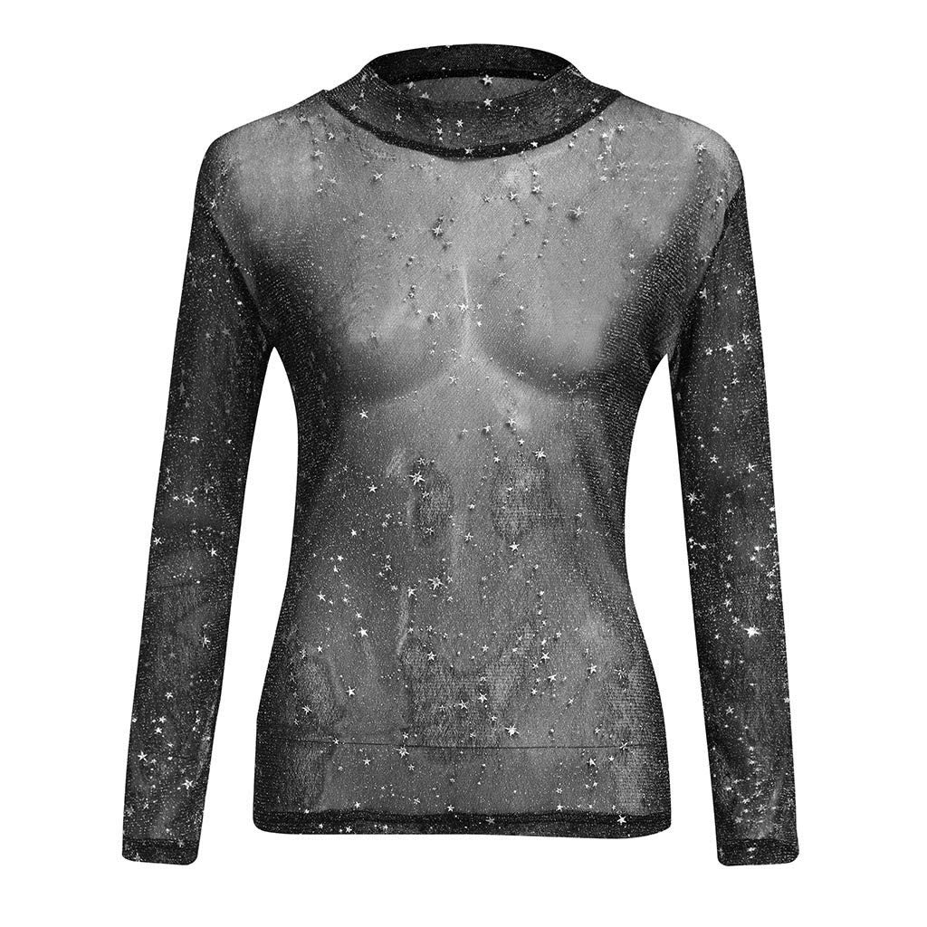 sequin see through top