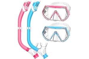 FORSHINE Snorkeling Gear for Kids, Kids Snorkel Set for Ages 6-14, Dry Top Snorkel, Mask Set Kid Swimming Goggles Diving Mask Combo Set Anti-Fog Panoramic View Scuba Packages